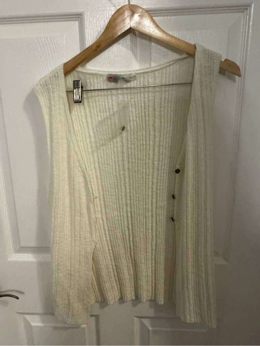 NWOT Free People Beach Cream Ribbed Button-Front Cardigan Vest
